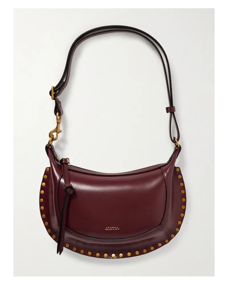 Isabel Marant Oskan Moon Studded Leather Shoulder Bag - Burgundy Burgundy