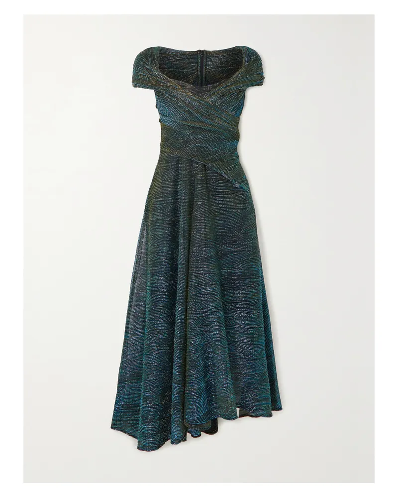 Talbot Runhof Midikleid Aus Metallic-voile - Grün Grün
