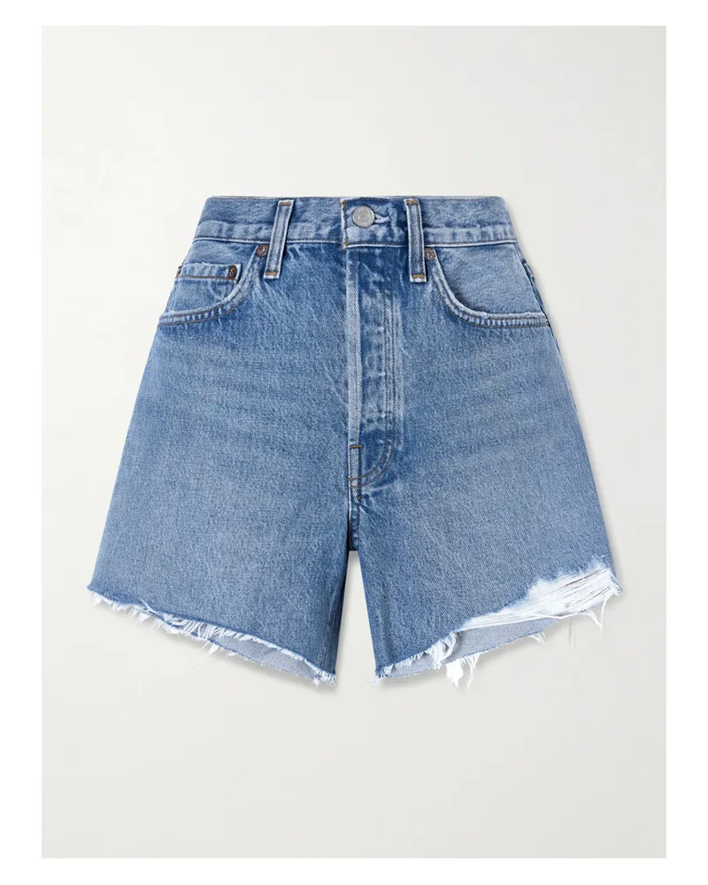 AGOLDE Parker Distressed Denim Shorts - Blue Blue