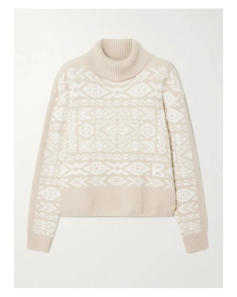 Bogner Nadin Rollkragenpullover Aus Woll-jacquard Mit Fair-isle-muster Und Applikation - Neutral Neutral