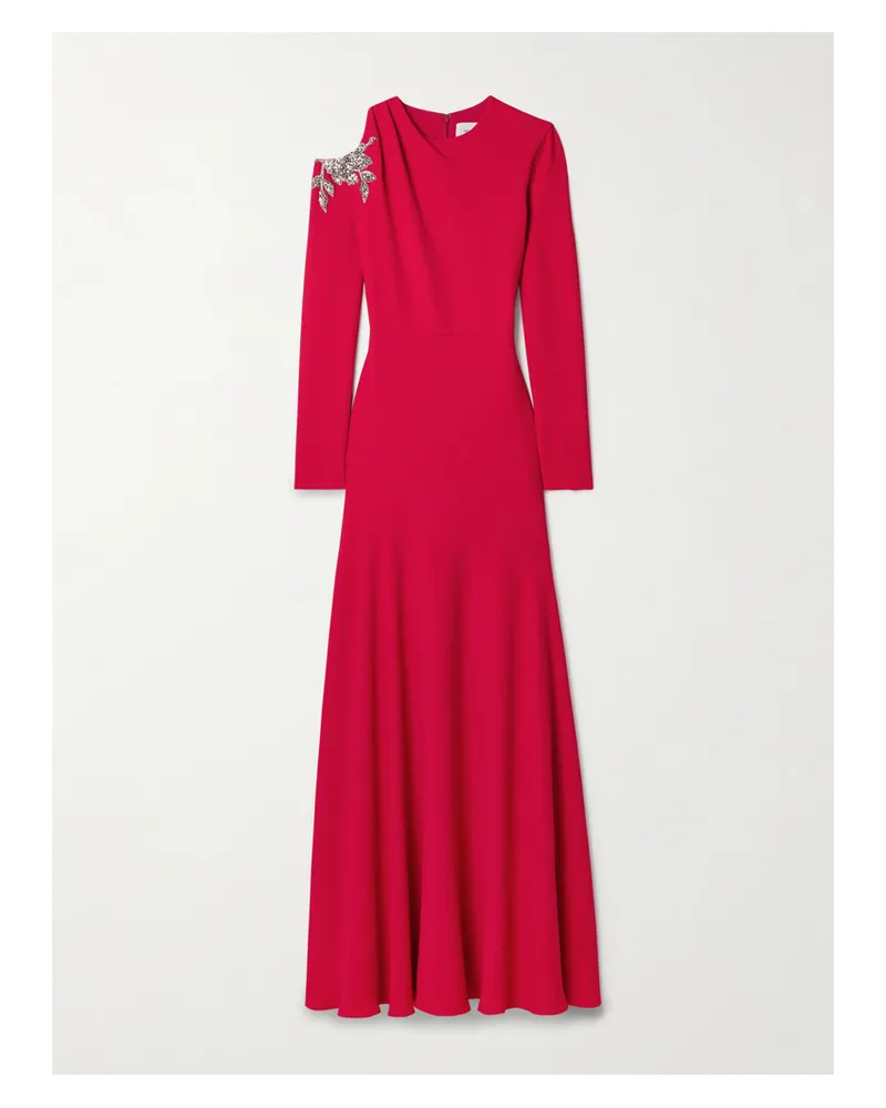 Erdem Asymmetrische Robe Aus Crêpe Mit Recycelten Fasern, Raffungen Und Kristallen - Rot Rot