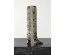 Paris Texas Anja Kniehohe Stiefel aus Leder Animal-print