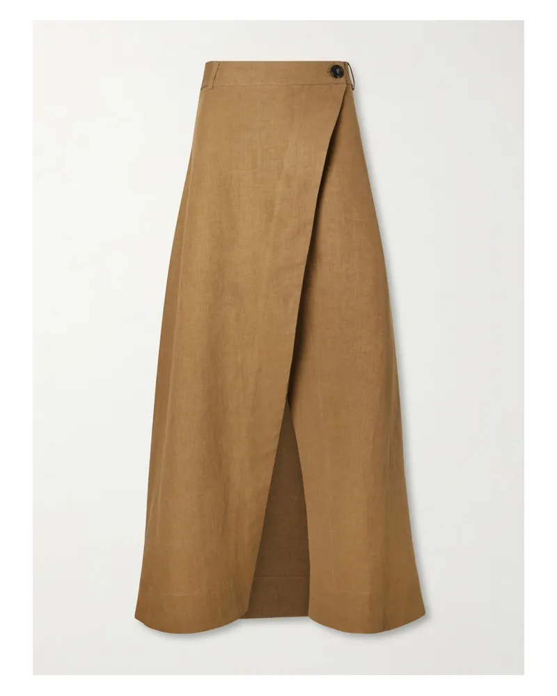 Le Kasha 1918 Rayi Linen Maxi Skirt - Brown Brown