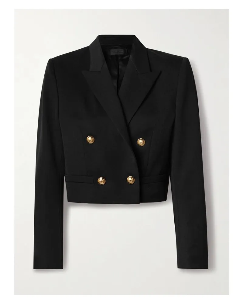 Nili Lotan Beauregard Doppelreihiger, Verkürzter Blazer Aus Woll-twill - Schwarz Schwarz