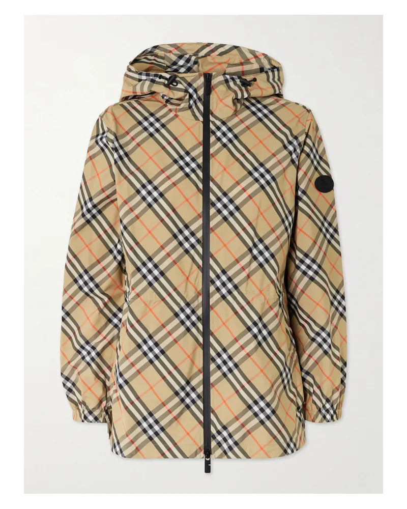 Burberry Checked Hooded Shell Jacket - Neutrals Neutrals
