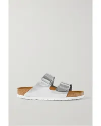 Birkenstock Arizona Pantoletten aus Metallic-leder Silber