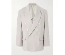 Doppelreihiger Oversized-blazer Aus Twill - Grau