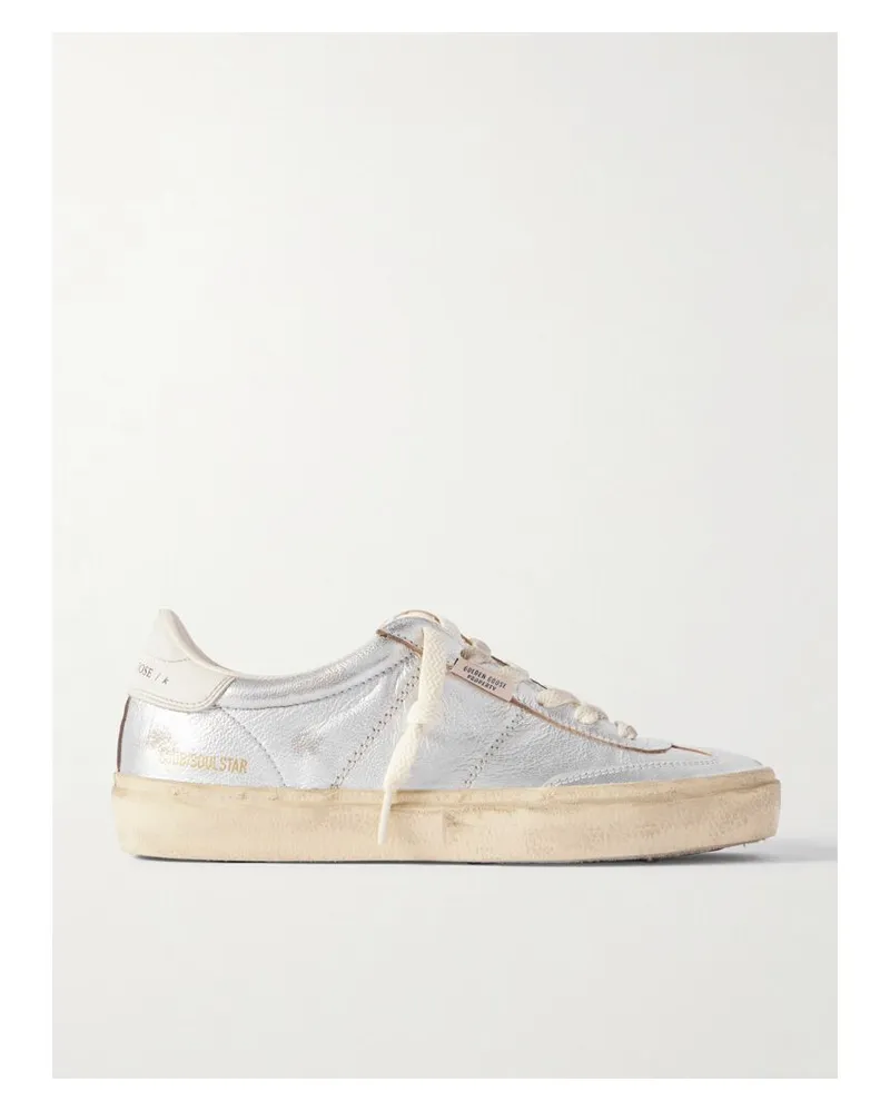 Golden Goose Soul-star Sneakers Aus Metallic-leder In Distressed-optik - Silber Silber
