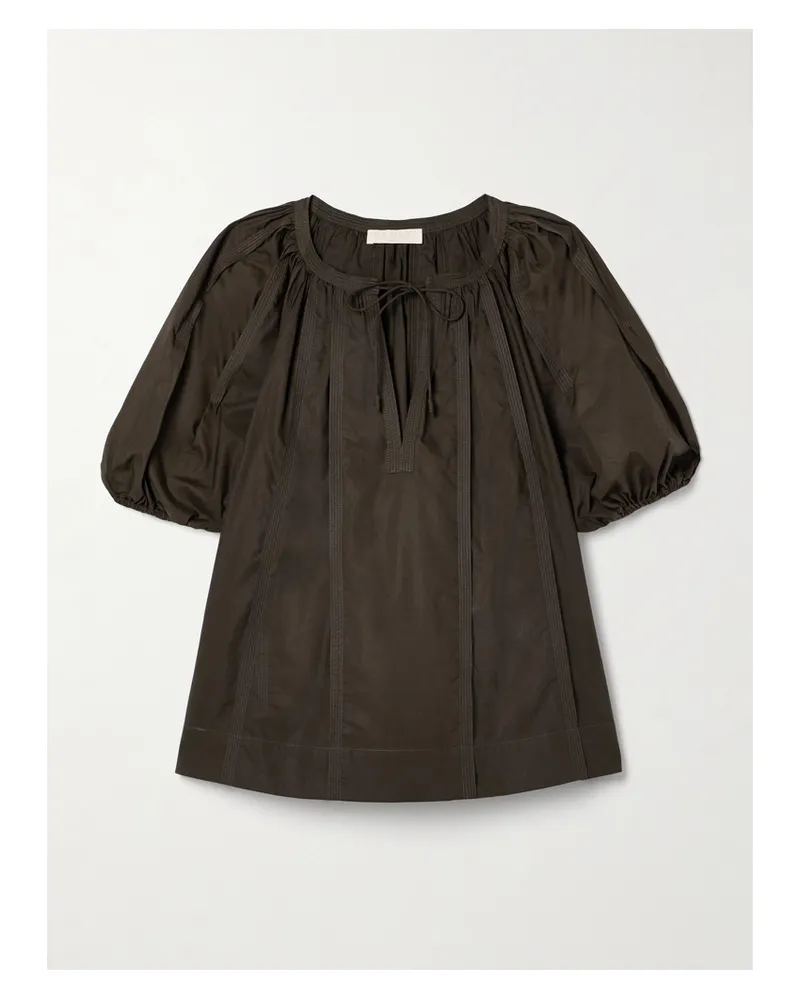 Ulla Johnson Loli Oberteil Aus Baumwollpopeline Zum Binden Mit Raffungen Und Biesen - Grün Grün