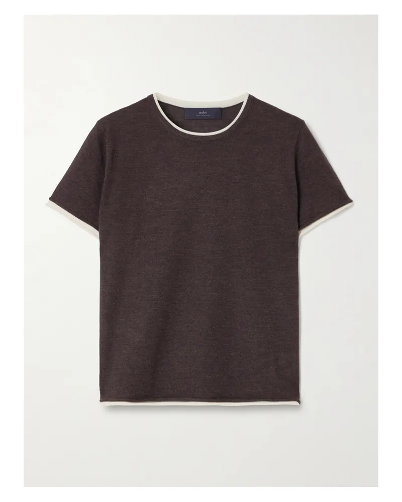 arch4 Selcombe Layered Two-tone Organic Cashmere Top - Brown Brown