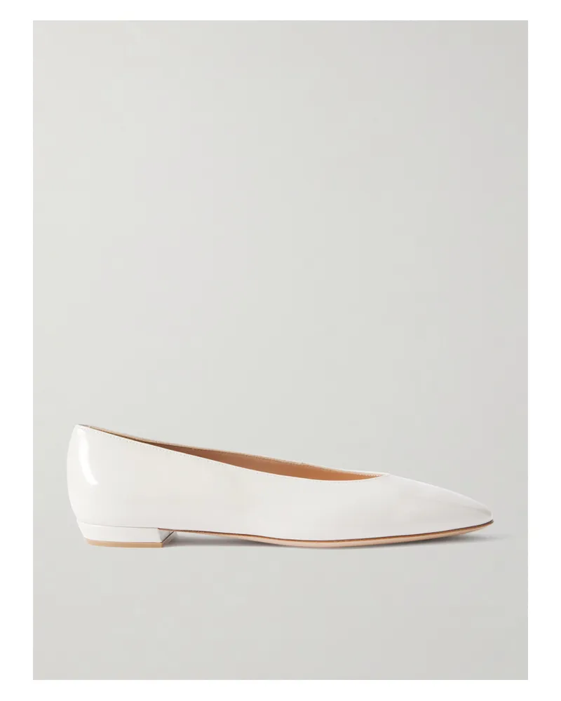 Gianvito Rossi Amelia Glossed-leather Ballet Flats - White White