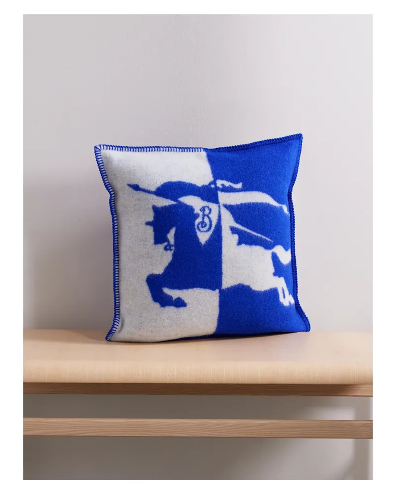 Burberry Kissen Aus Wolle In Jacquard-strick - Blau Blau