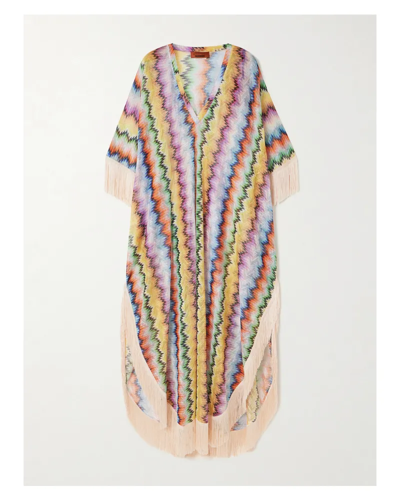 Missoni Mare Kaftan Aus Gestreiftem Häkelstrick Mit Fransen Und Farbverlauf - Mehrfarbig Mehrfarbig