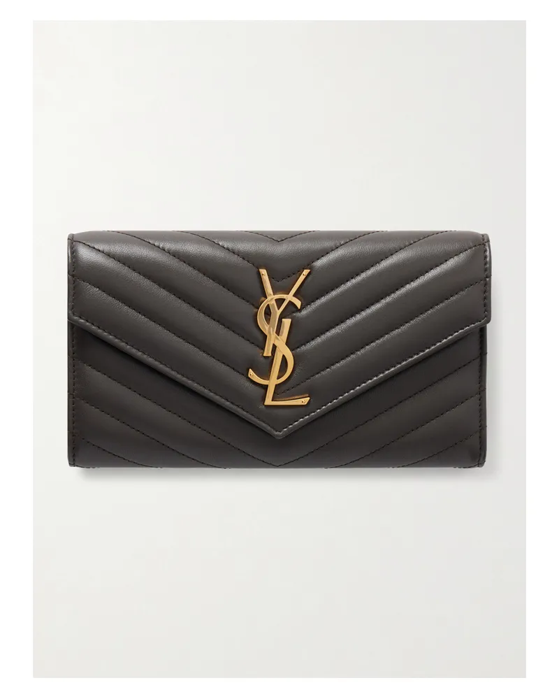 Saint Laurent Portemonnaie Aus Matelassé-leder - Schwarz Schwarz