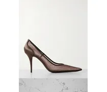 Norma Pumps Aus Mesh Mit Satinbesätzen - Braun
