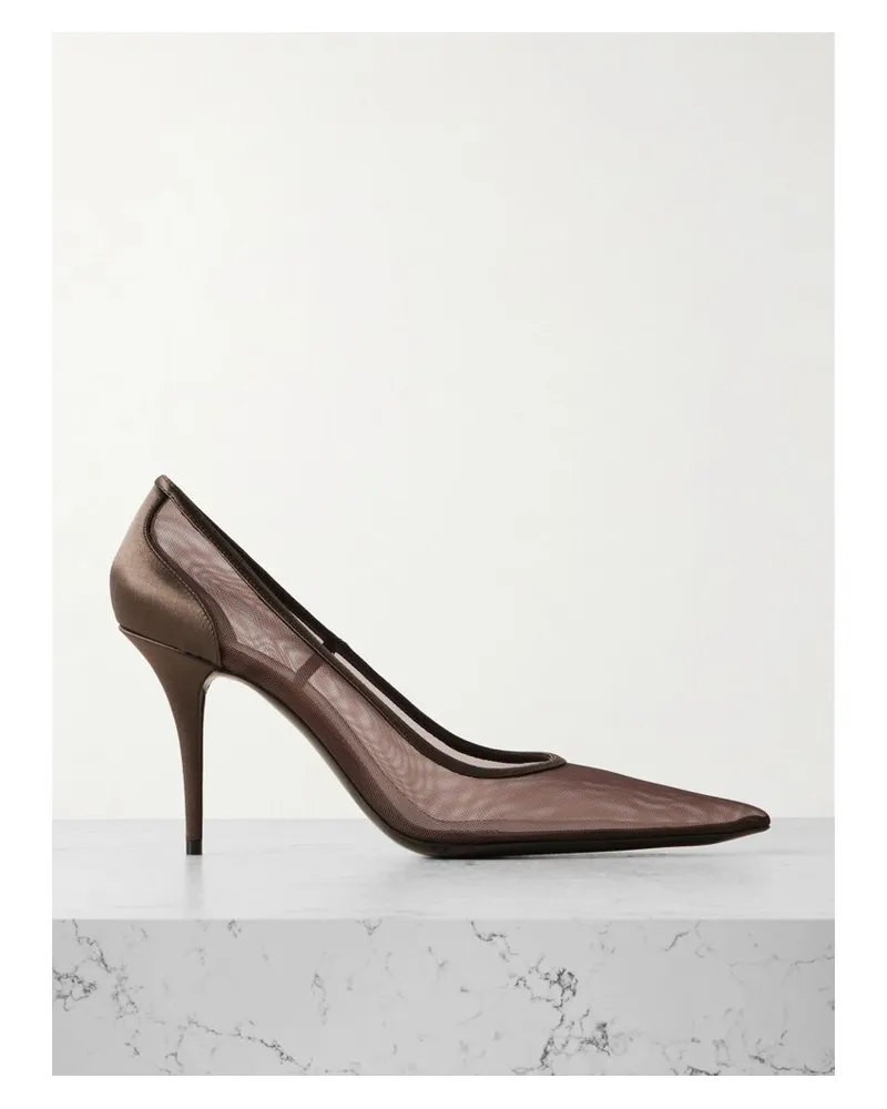 Saint Laurent Norma Pumps Aus Mesh Mit Satinbesätzen - Braun Braun
