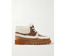 Palm Avenue Schnürstiefel Aus Veloursleder Mit Shearling-besätzen - Braun