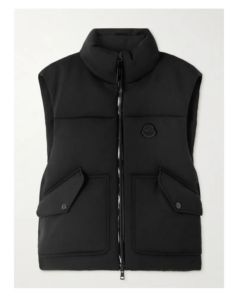 Moncler Edward Enninful Appliquéd Quilted Scuba Down Vest - Black Black