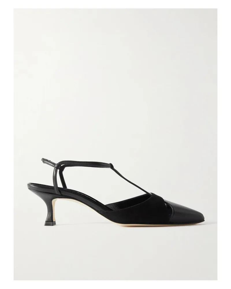 Manolo Blahnik Turgimodhi 50 Pumps Aus Leder Und Veloursleder Mit Cut-outs - Schwarz Schwarz