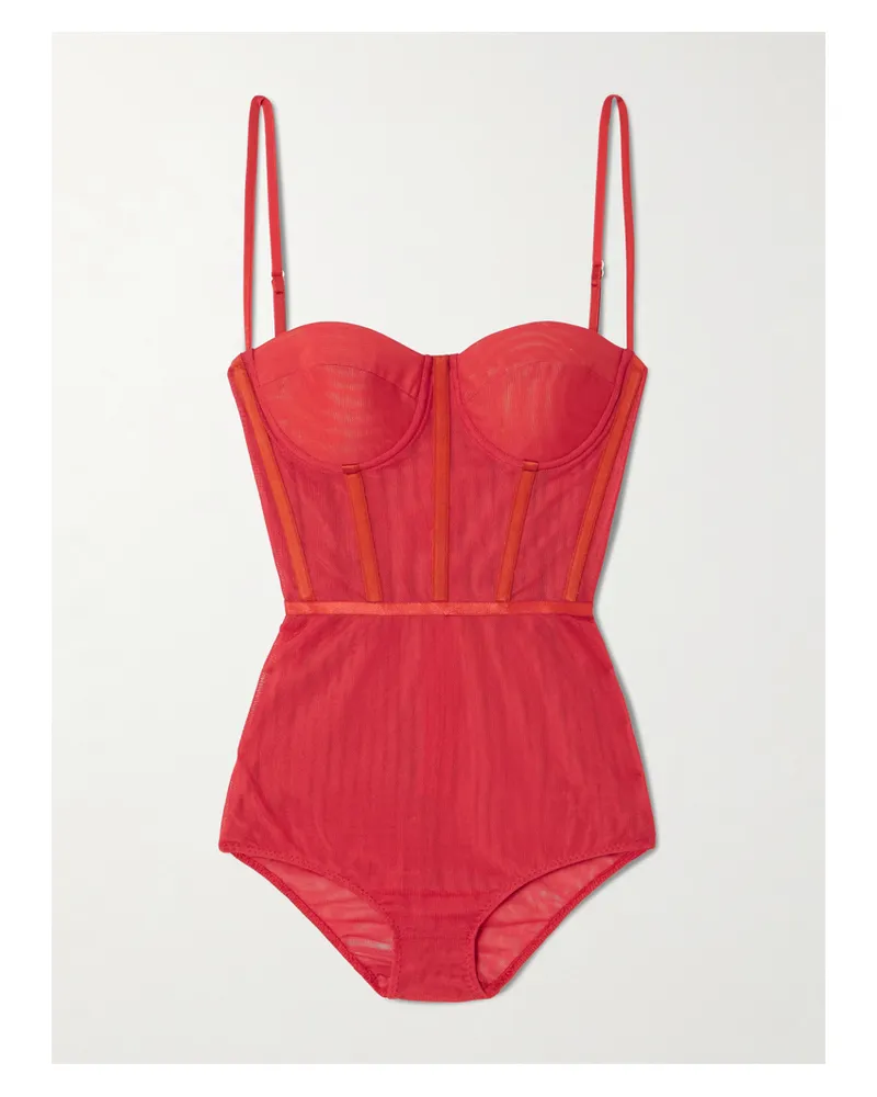 Zimmermann Rebellion Mesh Corset Bodysuit - Red Red