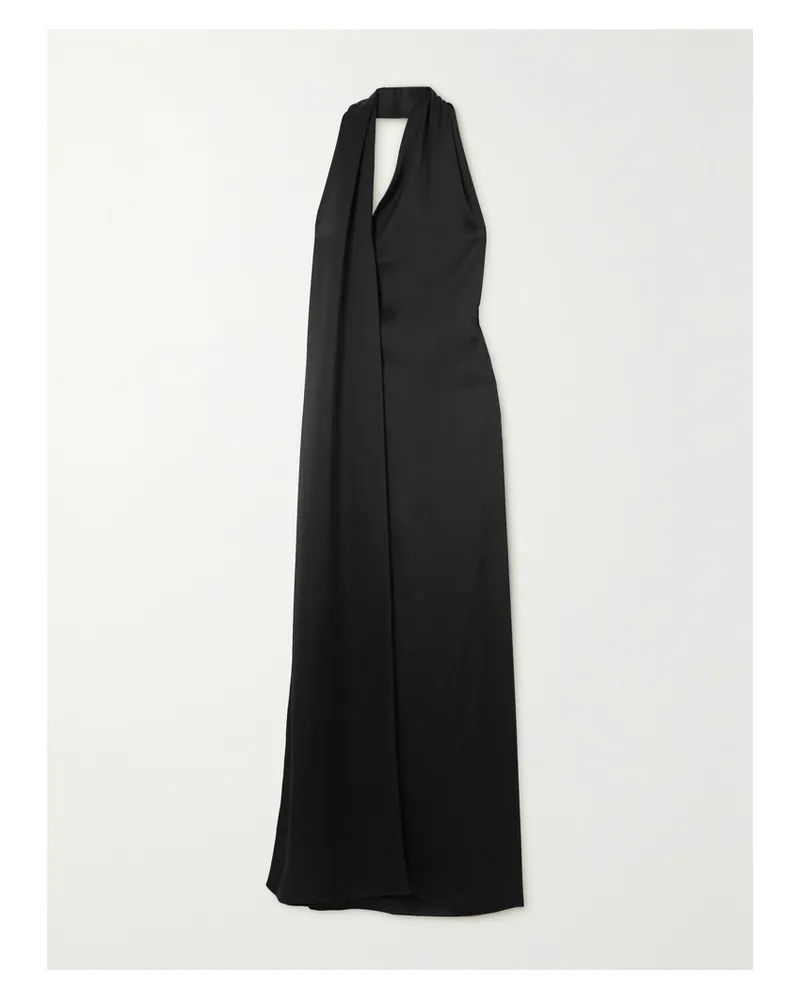 Loewe Scarf Asymmetrische Robe Aus Satin Mit Neckholder - Schwarz Schwarz