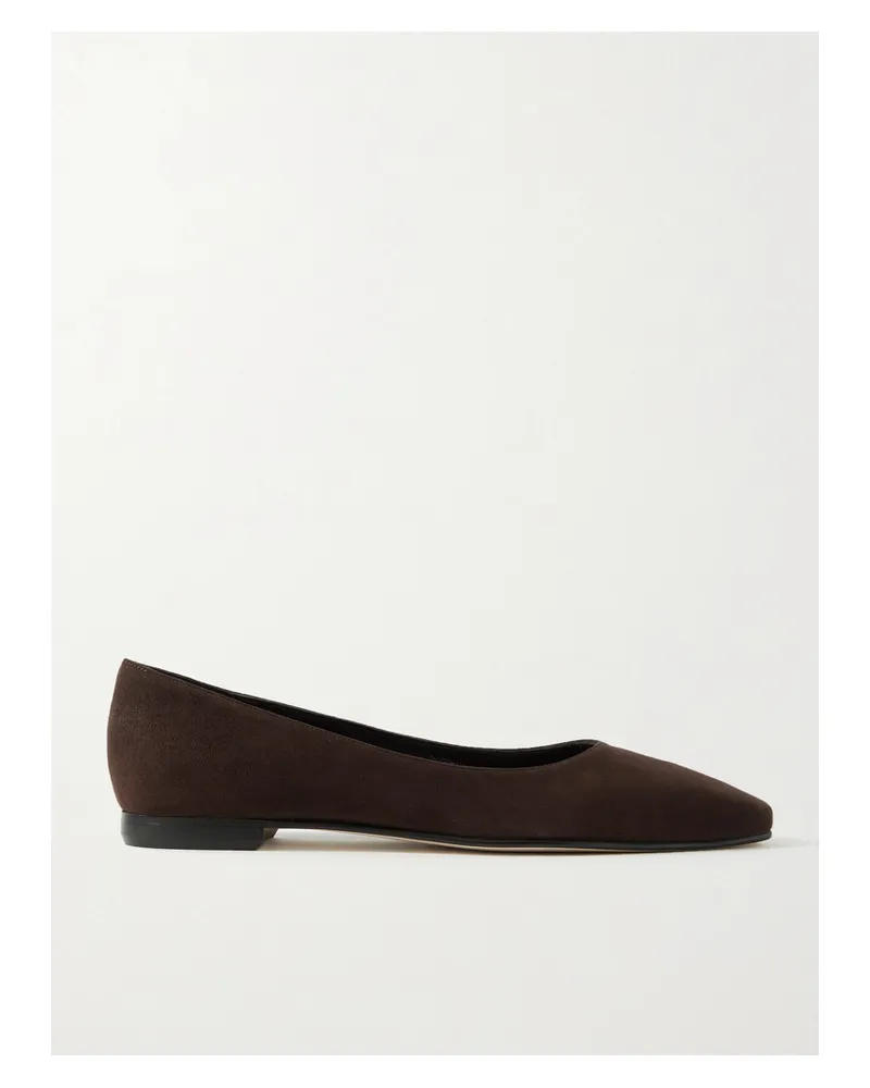 Manolo Blahnik Gelista Suede Ballet Flats - Brown Brown