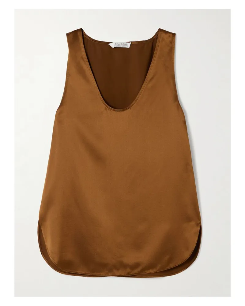 Max Mara Oberteil Aus Seidensatin - Braun Braun