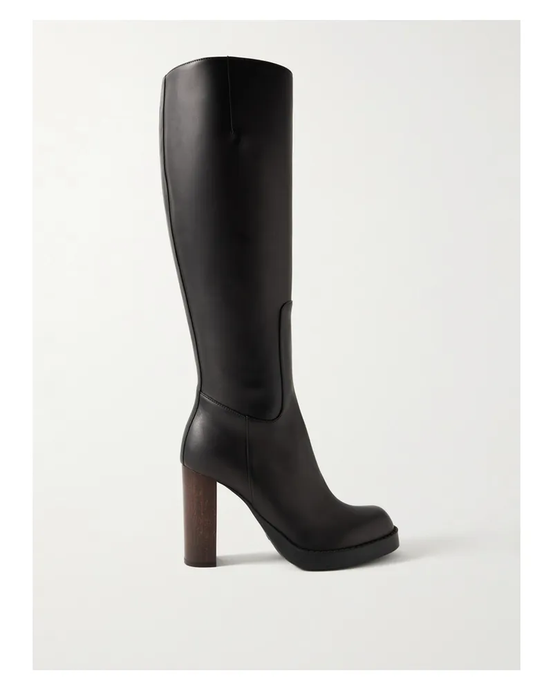 TOD'S Kniehohe Stiefel Aus Leder - Schwarz Schwarz