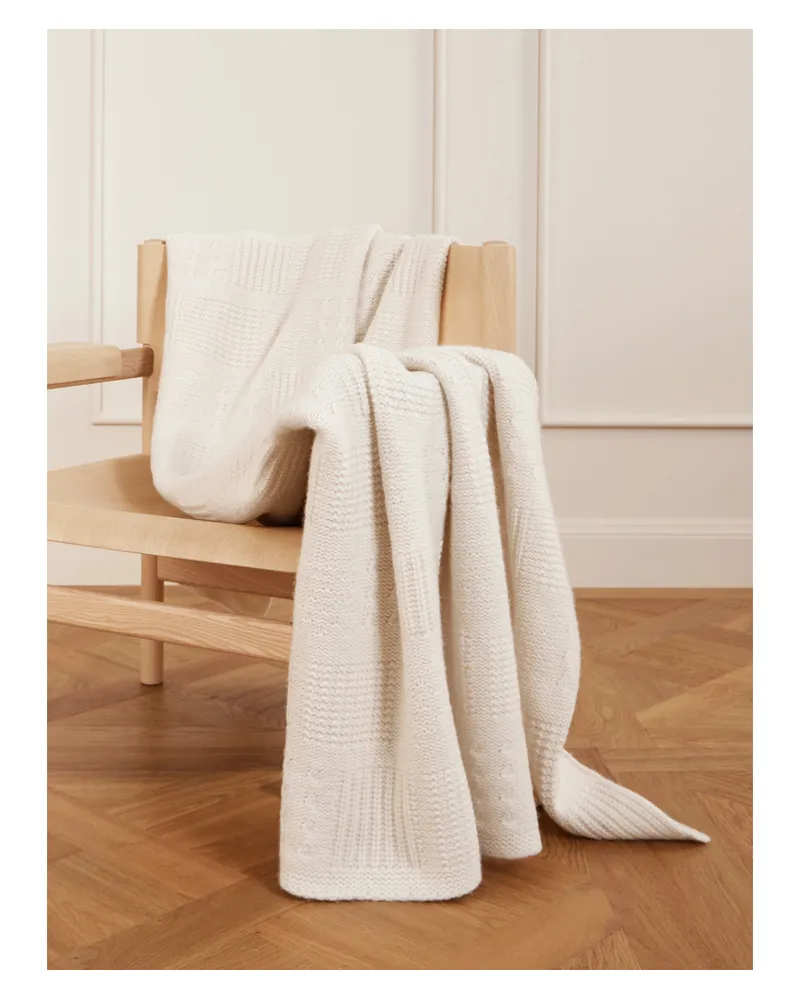 The Elder Statesman Decke Aus Einer Kaschmir-baumwollmischung - Elfenbein Elfenbein