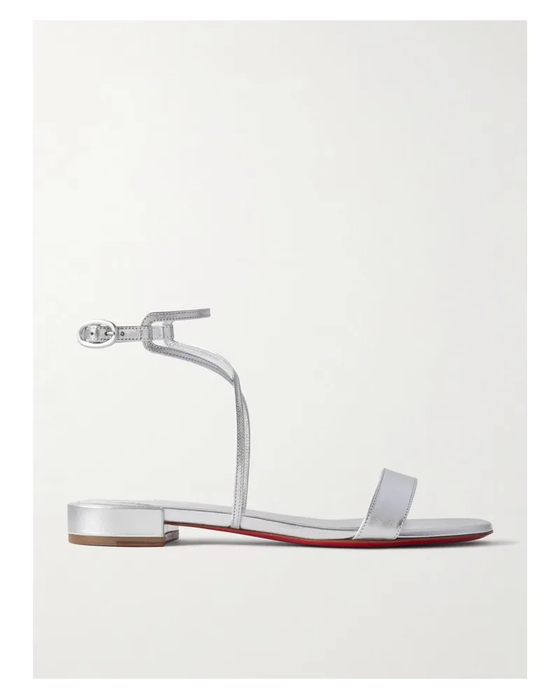 Christian Louboutin Miss Choca Sandalen Aus Metallic-leder - Silber Silber