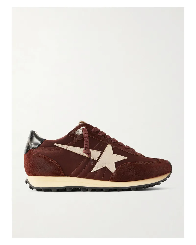 Golden Goose Running Marathon Satin And Suede Sneaker - Brown Brown