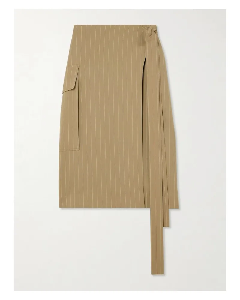 Victoria Beckham Midi-wickelrock Aus Woll-twill Mit Nadelstreifen Zum Binden - Neutral Neutral