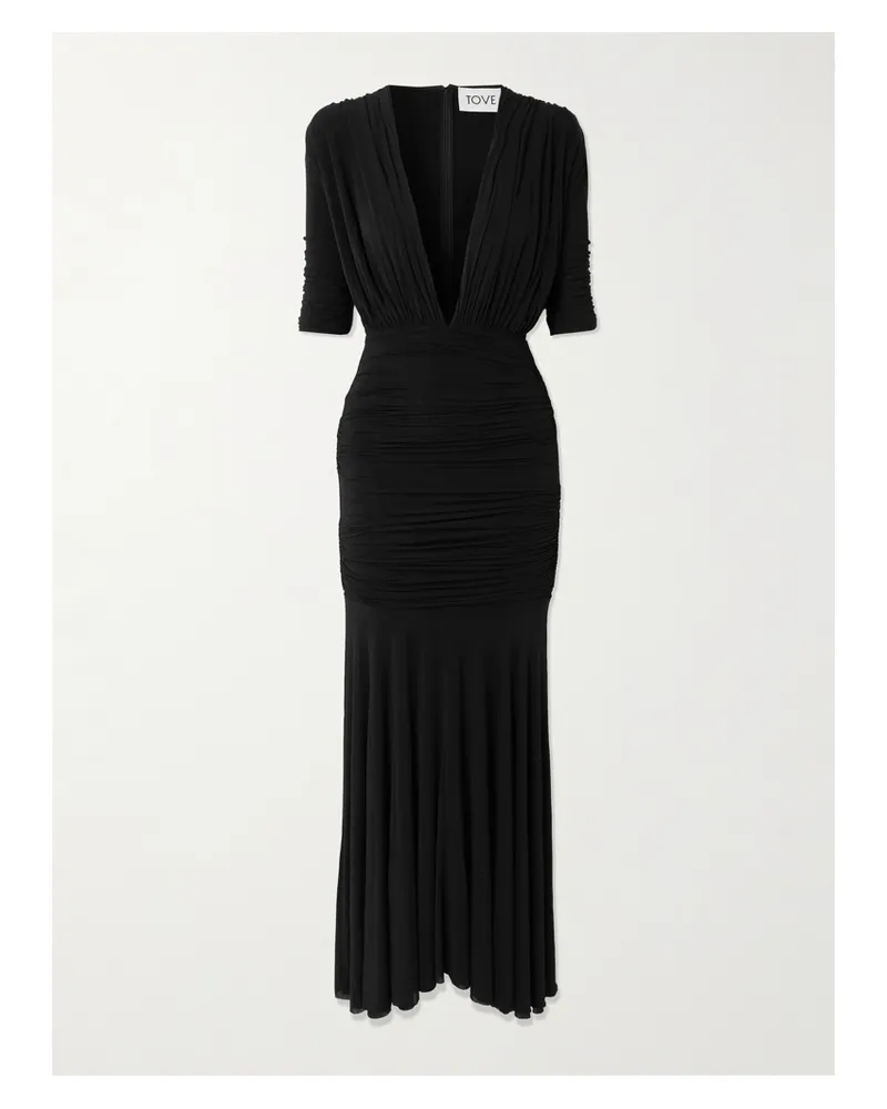 TOVE Yana Maxikleid Aus Stretch-jersey Mit Raffungen - Schwarz Schwarz