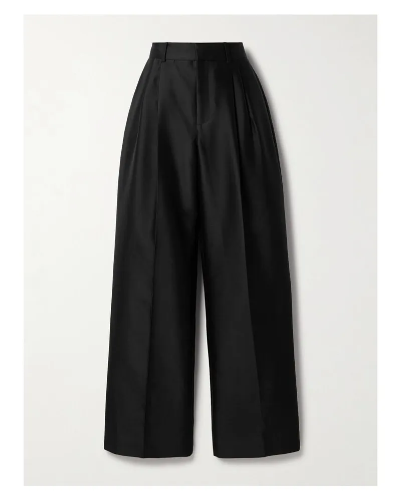 Zimmermann Bundfaltenhose Mit Weitem Bein Aus Twill Aus Einer Seiden-wollmischung - Schwarz Schwarz