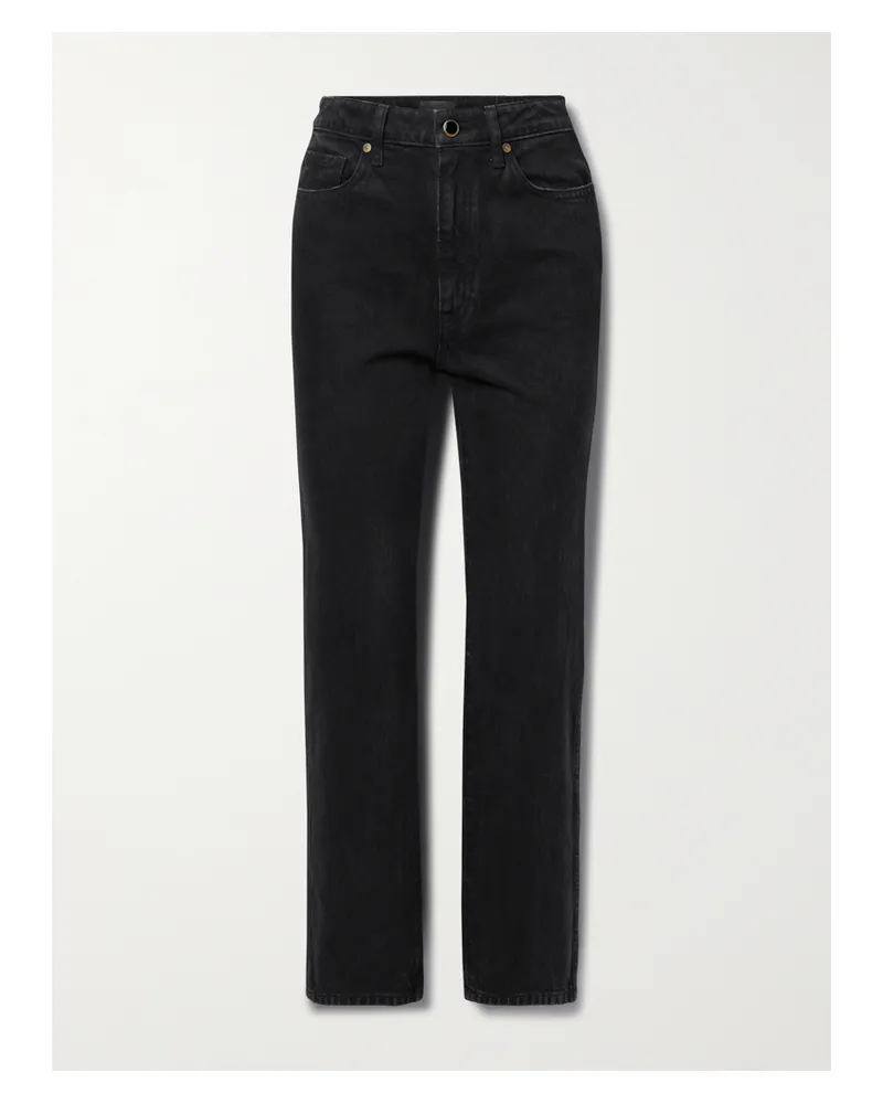 KHAITE Abigail Cropped High-rise Straight-leg Jeans - Black Black