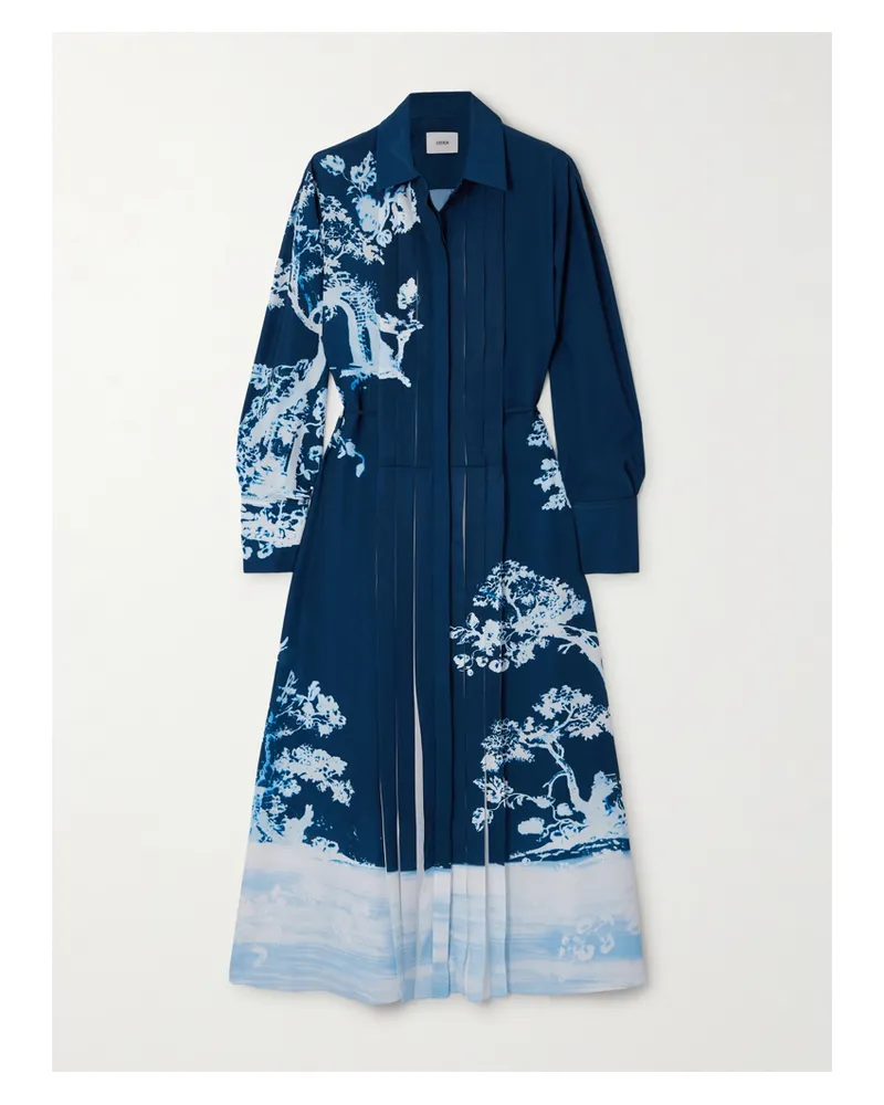 Erdem Midikleid Aus Bedrucktem Crêpe De Chine - Blau Blau