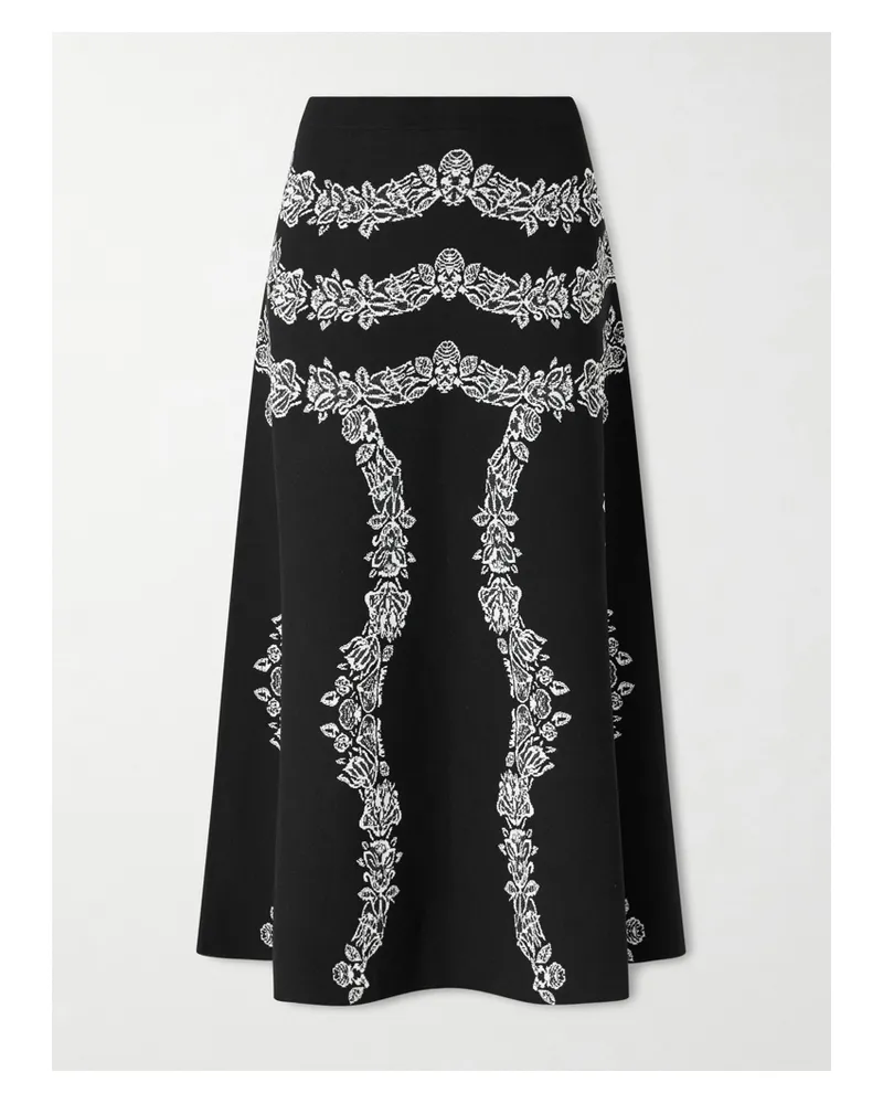 Ulla Johnson Valencia Midirock Aus Jacquard Mit Blumenmuster - Schwarz Schwarz