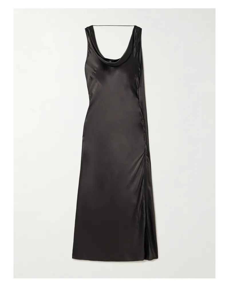 Acne Studios Open-back Draped Silk-satin Midi Dress - Gray Gray