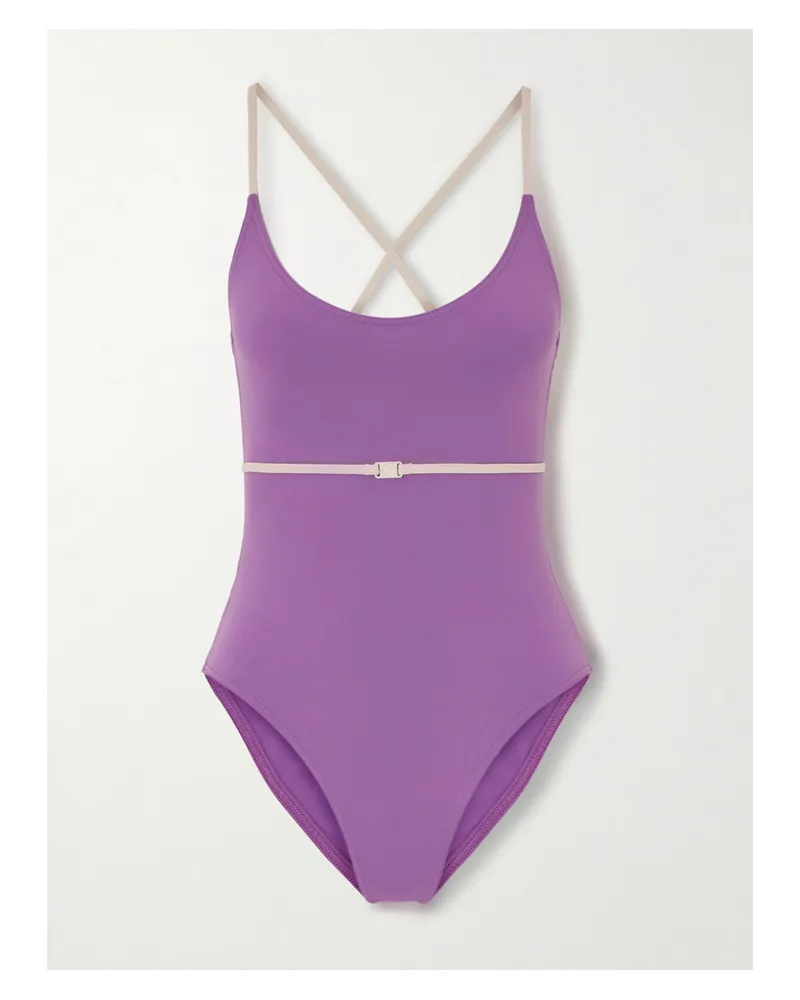 Eres Lilas Sharon Zweifarbiger Badeanzug Mit Gürtel Lila