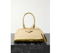 Antigona East-west Mini Mirrored-leather Tote - Gold