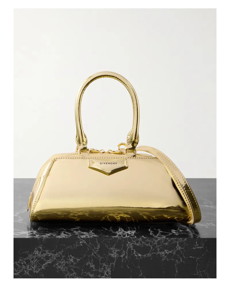 Givenchy Antigona East-west Mini Mirrored-leather Tote - Gold Gold
