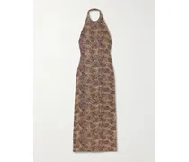 Colette Zebra-print Crepe Halterneck Midi Dress - Animal Print