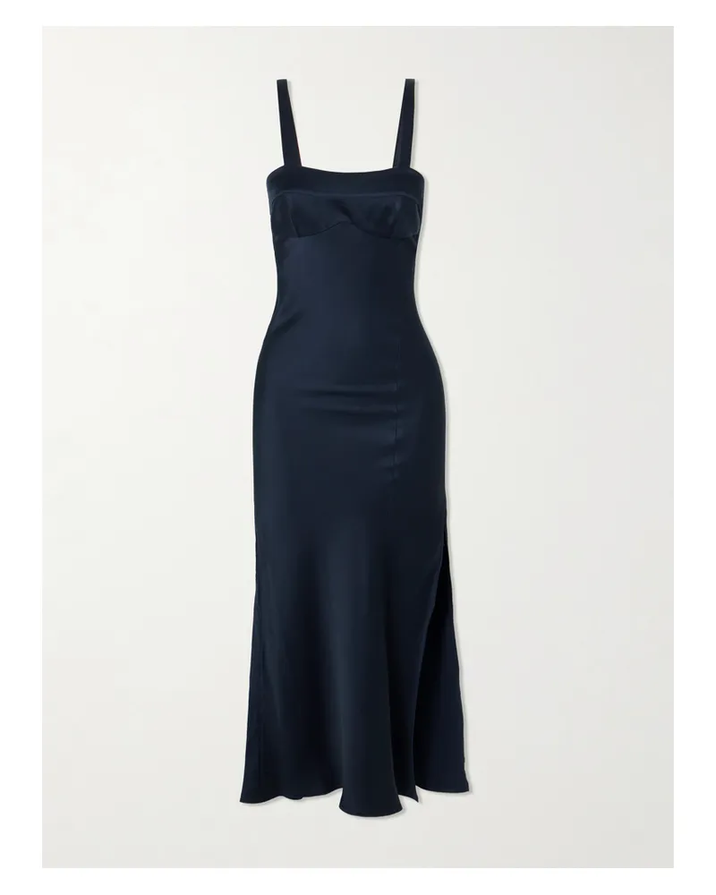 Victoria Beckham Midikleid Aus Satin - Blau Blau