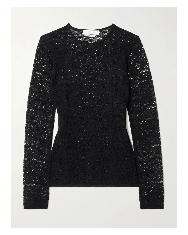 Gabriela Hearst Evander Open-knit Wool And Cashmere-blend Top - Black Black