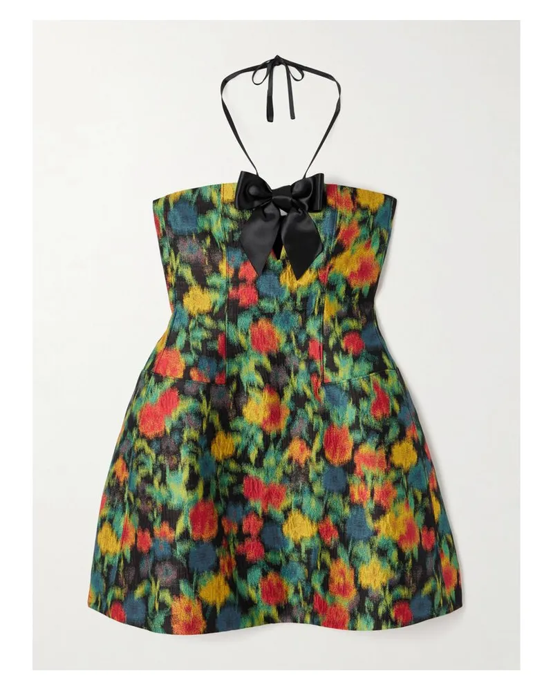 SHUSHU/TONG Minikleid Aus Brokat Mit Schleife - Grün Grün