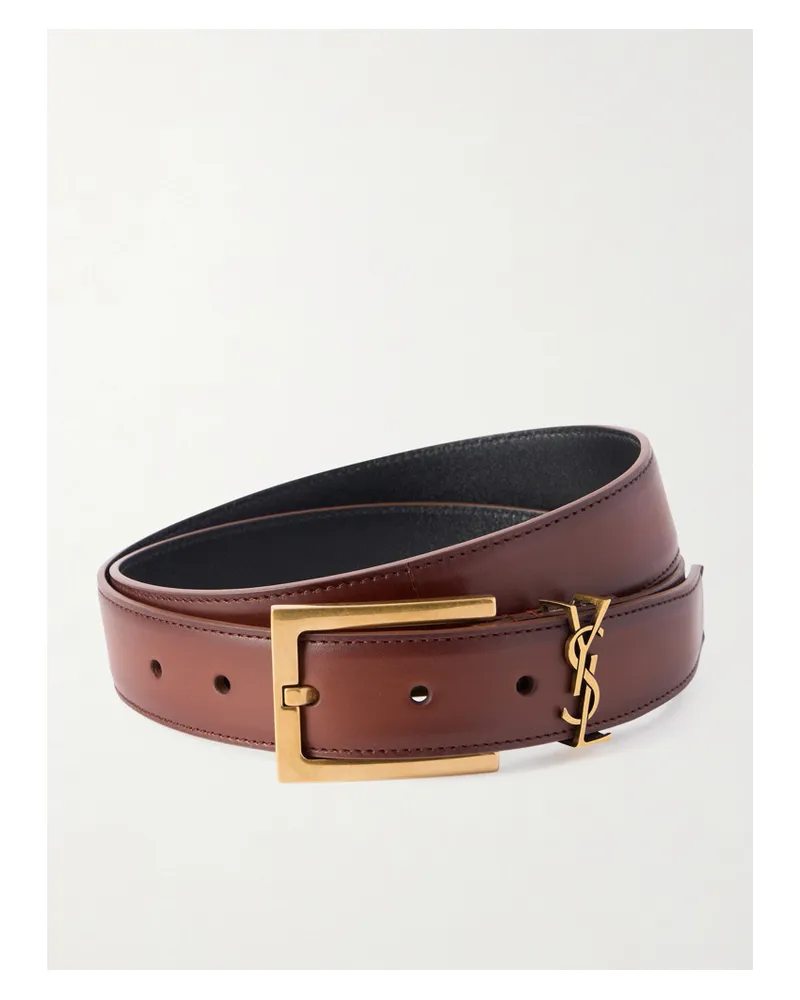 Saint Laurent Cassandre Ledergürtel Mit Verzierung - Braun Braun
