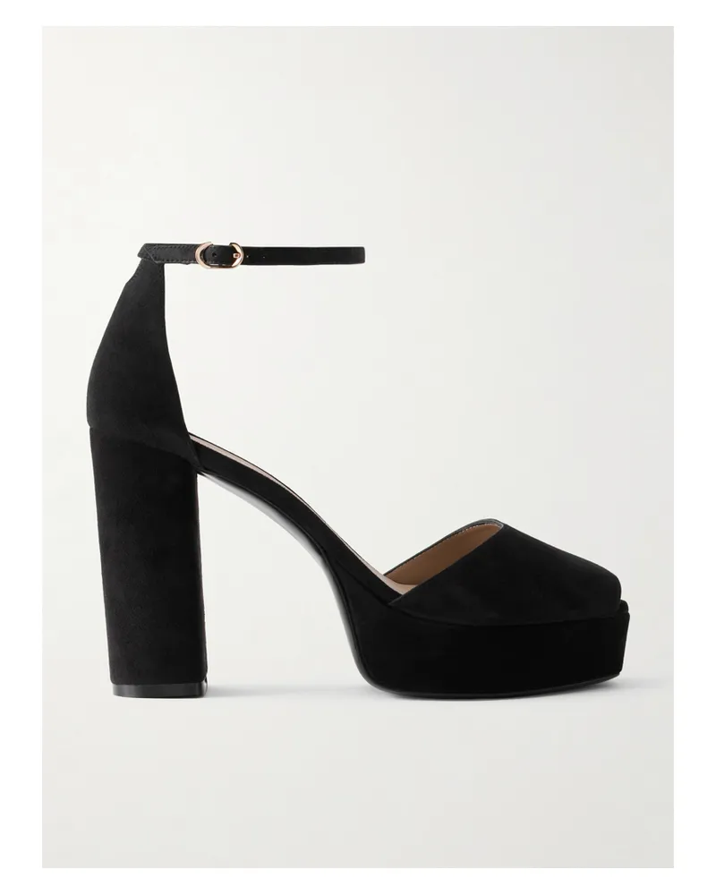 Stuart Weitzman Suede Platform Sandals - Black Black