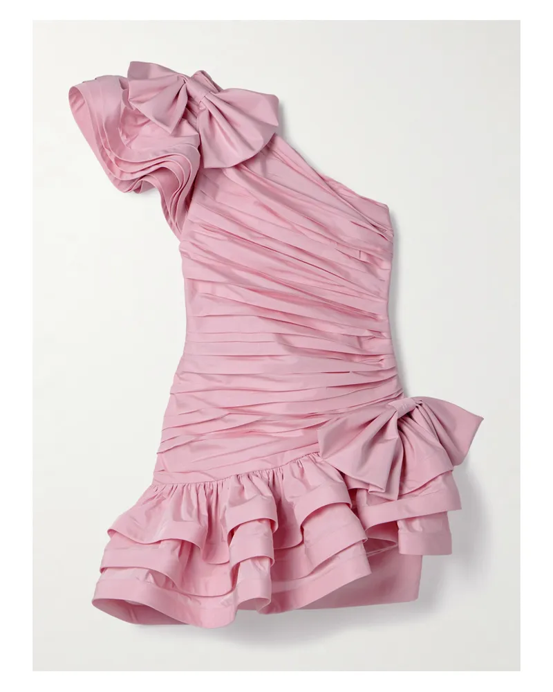 Alessandra Rich Asymmetrisches Minikleid Aus Gerafftem Taft Mit Schleifen - Pink Pink