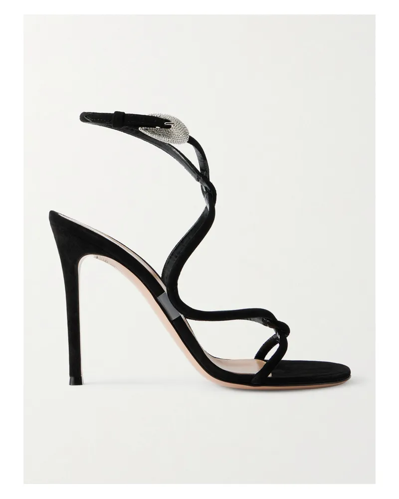 Gianvito Rossi Jungle Mamba 105 Suede Sandals - Black Black