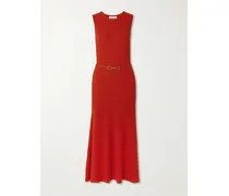Meier Midikleid Aus Einer Gerippten Woll-kaschmirmischung Mit Gürtel - Rot